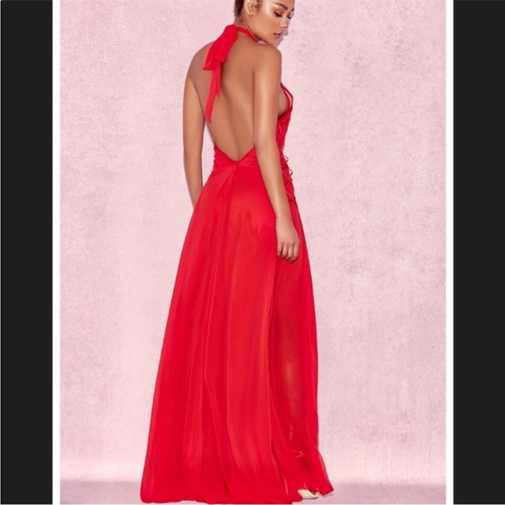 HOUSE OF CB Ranada Red Backless Halter Maxi Dress Size S Small NEW - Picture 10 of 15